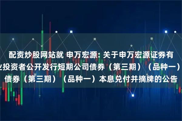 配资炒股网站就 申万宏源: 关于申万宏源证券有限公司2023年面向专业投资者公开发行短期公司债券（第三期）（品种一）本息兑付并摘牌的公告