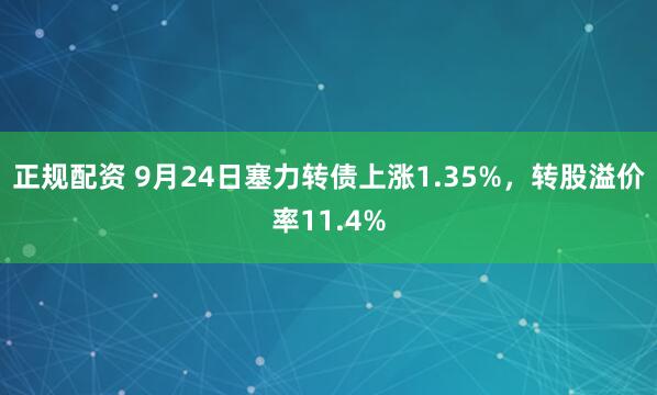 正规配资 9月24日塞力转债上涨1.35%，转股溢价率11.4%